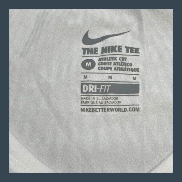 Nike M White Dri-Fit Tee "Lets Work It Out" Athletic Cut V Neck Womens Gym Shirt - Picture 3 of 5